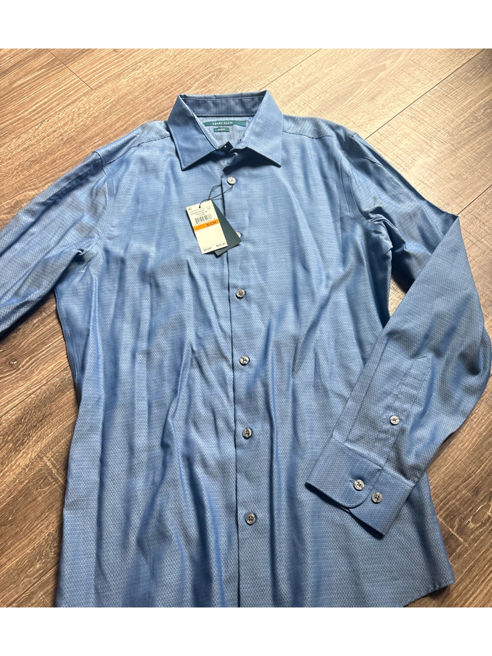 Perry Ellis Sky Blue Micro-Pattern Dress Shirt